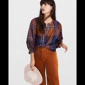 Madewell plaid pleasant top size medium NWT